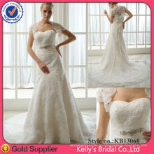 KB13068 vendas quentes em todo o mundo vestido de casamento de renda com bolero